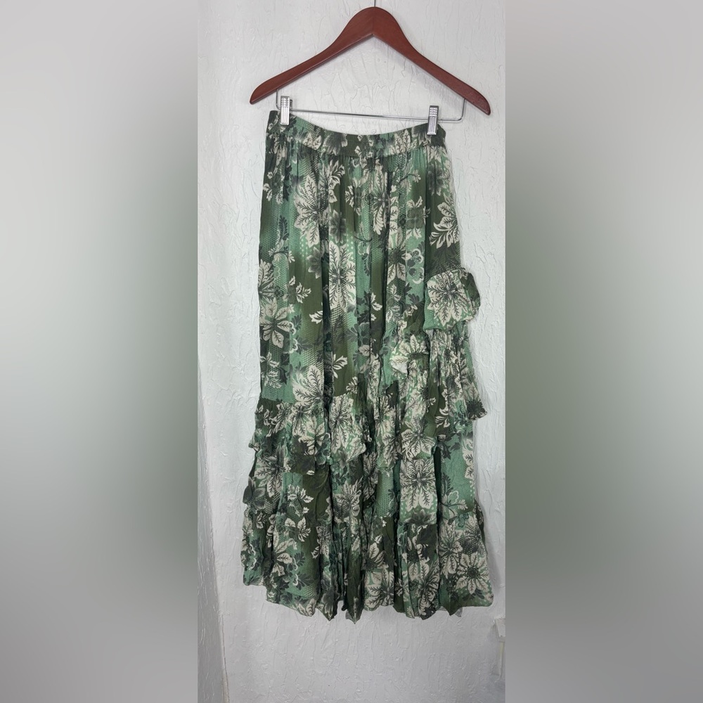 Free People Green Floral Tiered Maxi Skirt - Picture 8 of 8